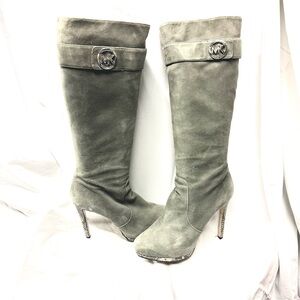 Michael Kors Gray Suede Knee-High Boots. Size 9